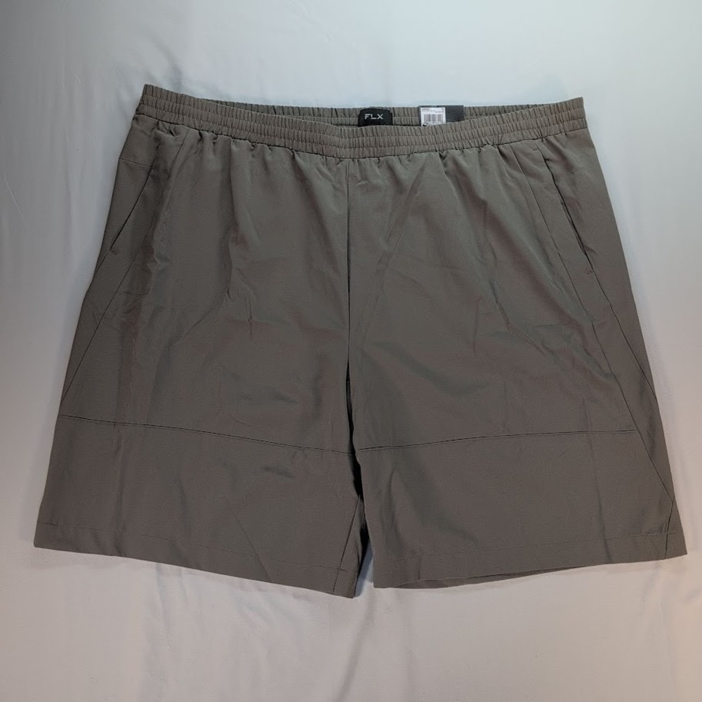 FLX Mens Performance Shorts Gray Activewear Elastic Waist Pockets Size 2XL